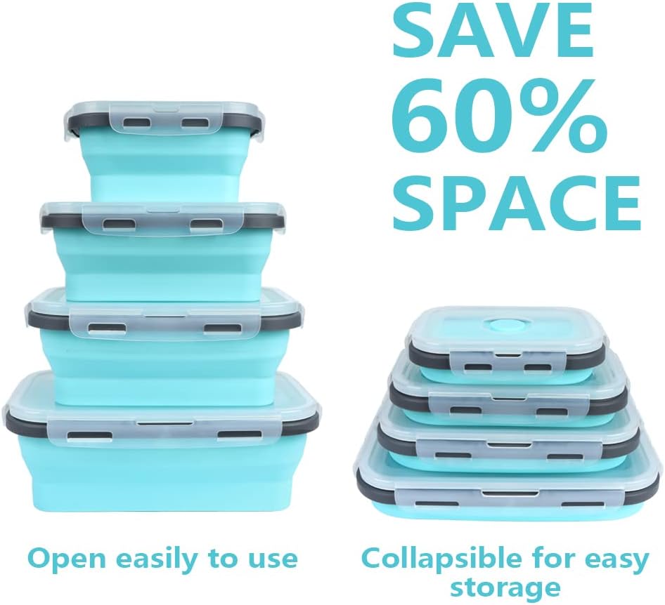 Meal Prep Kit - Contenedores plegables de almacenamiento de alimentos