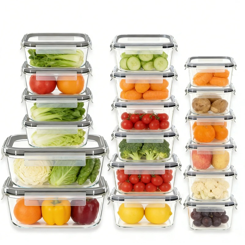 Meal Prep Kit - Juego de 18 recipientes de vidrio